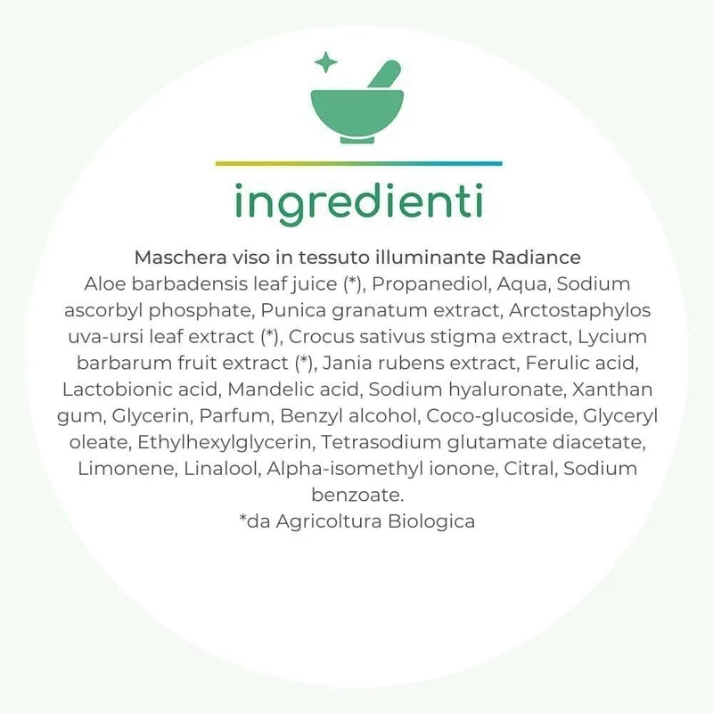 Maschera viso in tessuto illuminante Radiance, 1 pz - Gyada Cosmetics