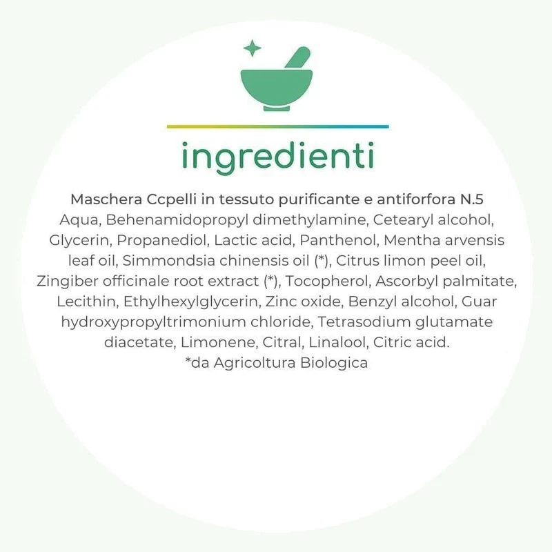 Maschera Capelli in tessuto purificante e antiforfora N.5, 1 pz -Gyada cosmetics