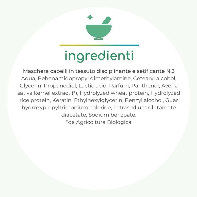 Maschera capelli in tessuto disciplinante e setificante N.3, 1 pz - Gyada Cosmetics