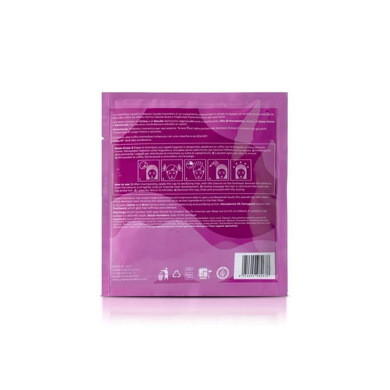 Maschera Capelli in tessuto seboequilibrante e addolcente N.2, 1 pz - Gyada Cosmetics
