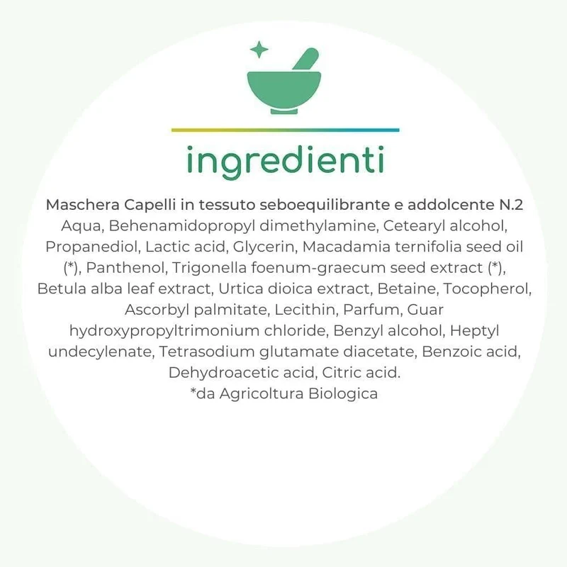 Maschera Capelli in tessuto seboequilibrante e addolcente N.2, 1 pz - Gyada Cosmetics