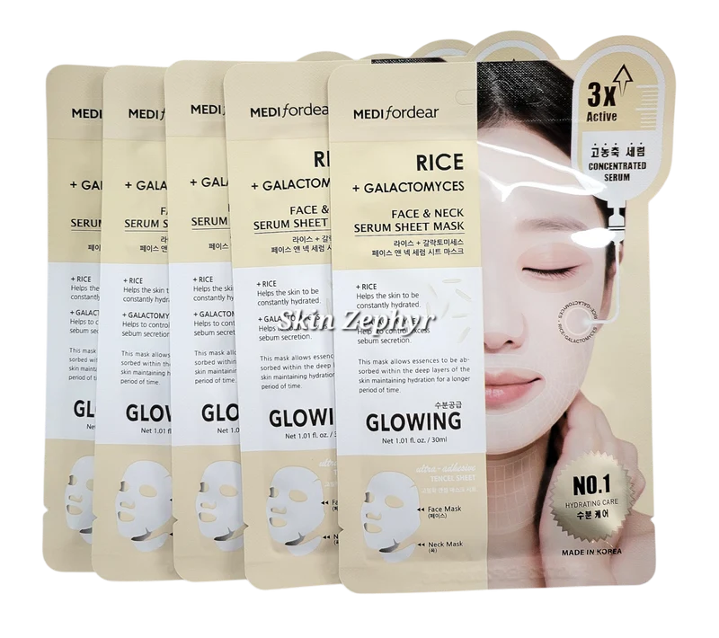 Medifordear Rice + Galactomyces Face & Neck Serum Sheet Mask