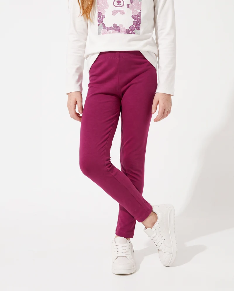 Leggings da bambina con interno garzato - Fuxia azalea