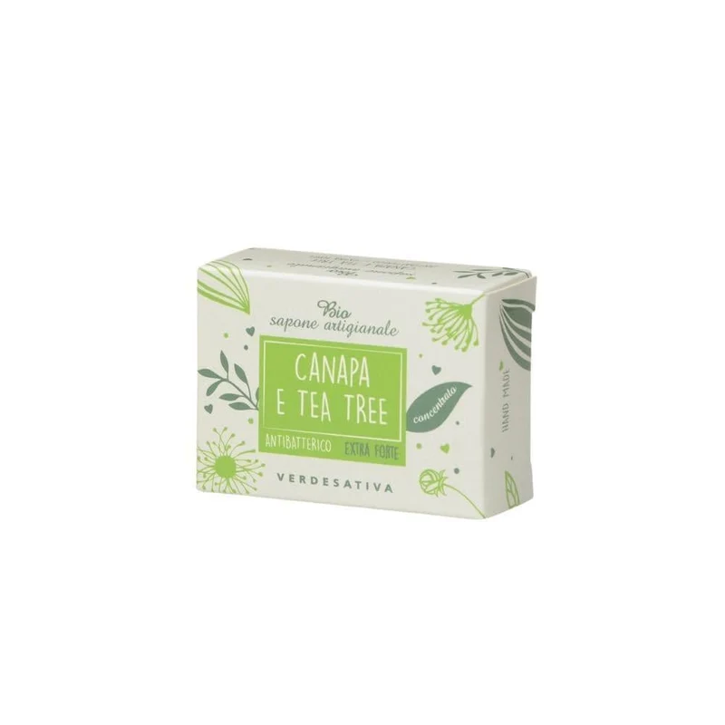 Sapone artigianale solido con canapa e tea tree, 100 g - Verdesativa