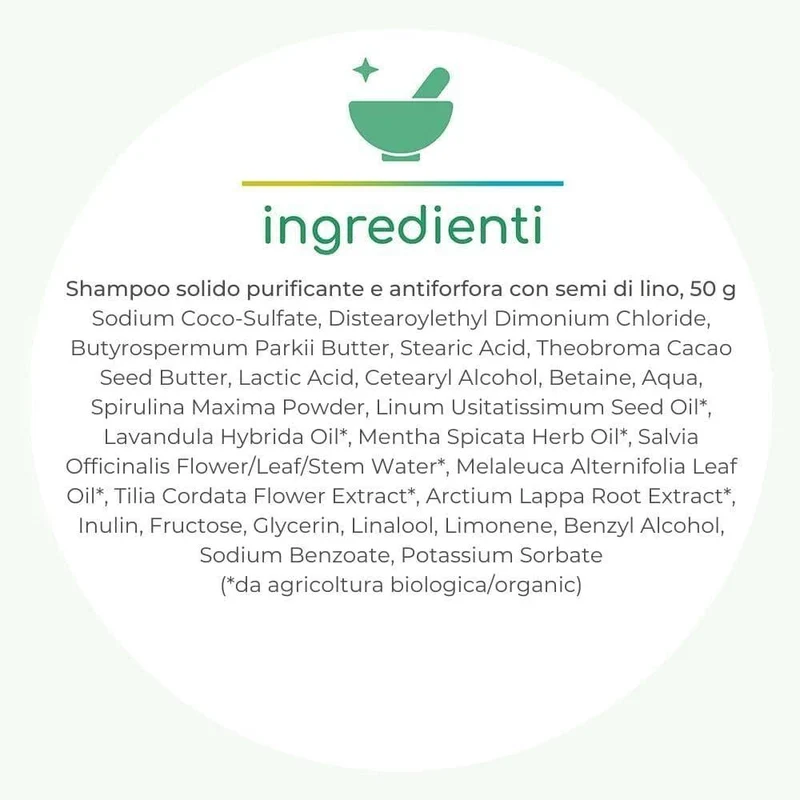 Purezza shampoo solido purificante e antiforfora, 50 g - La Saponaria
