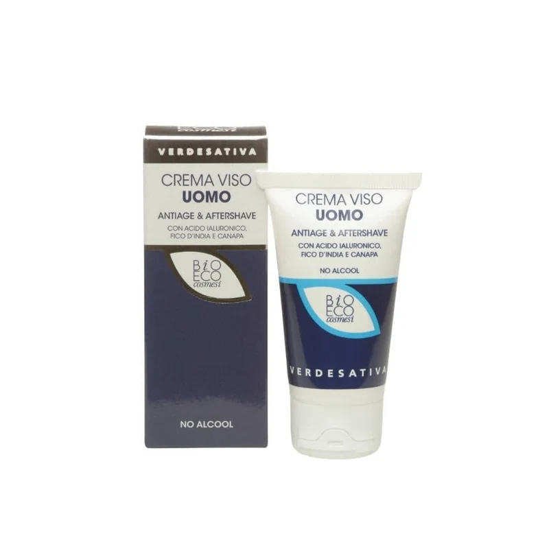 Crema viso uomo bio antiage e aftershave, 50 ml - Verdesativa