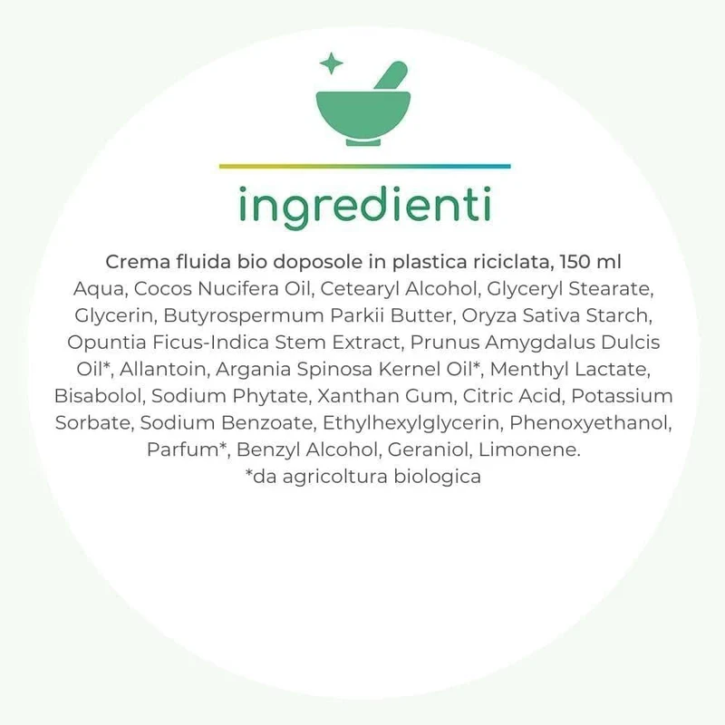 Crema fluida bio doposole in plastica riciclata, 150 ml - Officina Naturae
