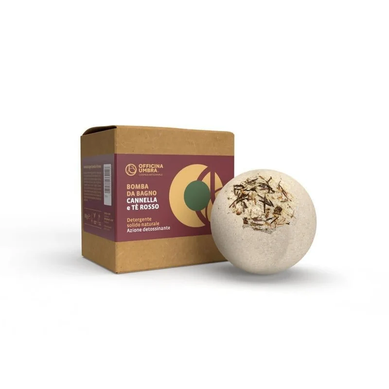 Bomba da bagno bio detossinante con cannella e te rosso, 100 gr - Officina Umbra