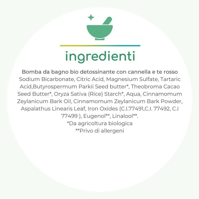 Bomba da bagno bio detossinante con cannella e te rosso, 100 gr - Officina Umbra