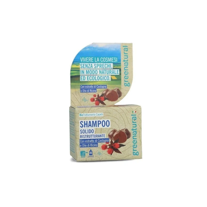 Shampoo solido bio ristrutturante, 55 g - Greenatural