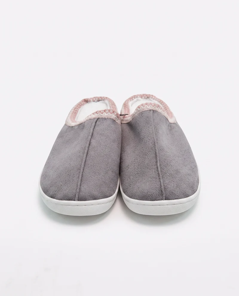 Pantofola da in tessuto con suola alta - Grigio