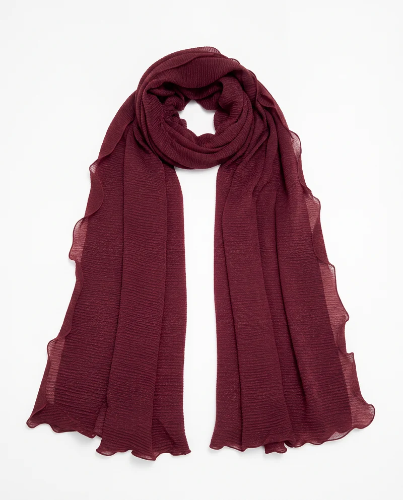 Foulard laminato in tinta unita con bordi arricciati - Viola prugna