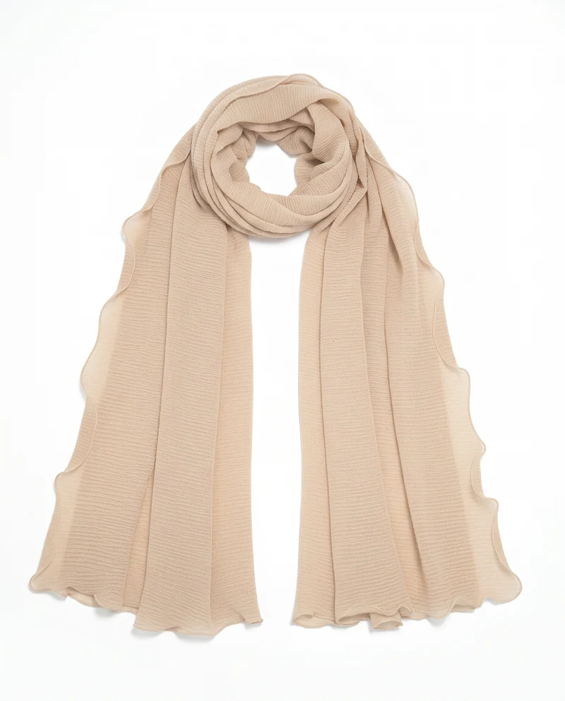 Foulard laminato in tinta unita con bordi arricciati - Bianco sporco