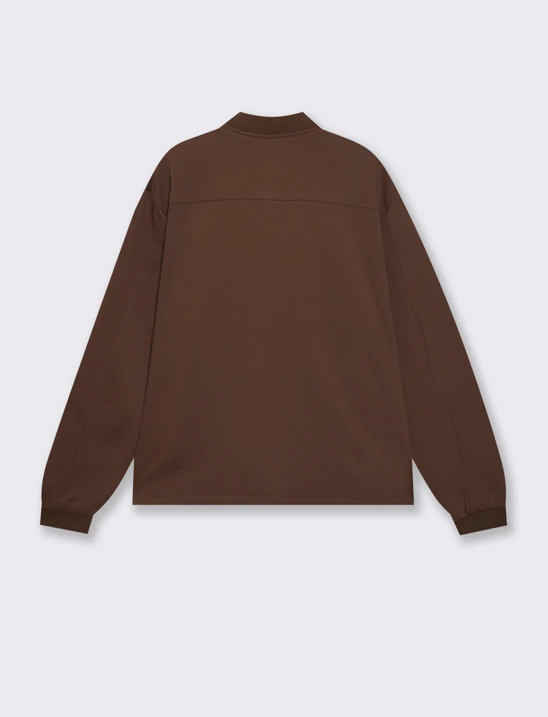 Felpa Lupetto Cardigan Uomo in Tessuto Diagonale - Moro