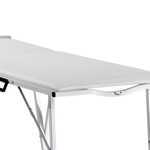 Lettino Portatile in Acciaio a 2 Snodi in Ecopelle Bianco