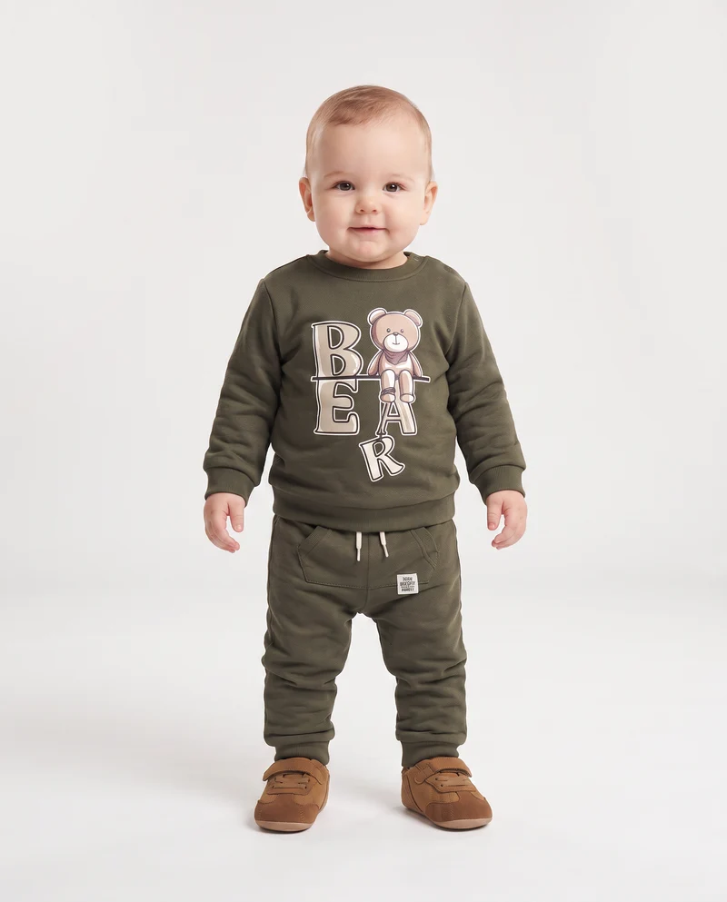Pantafitness Jogger in felpa con etichetta - Verde militare