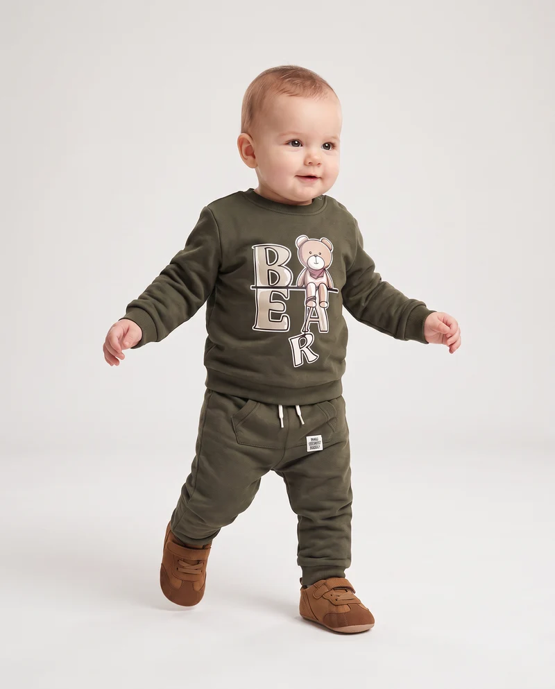 Pantafitness Jogger in felpa con etichetta - Verde militare