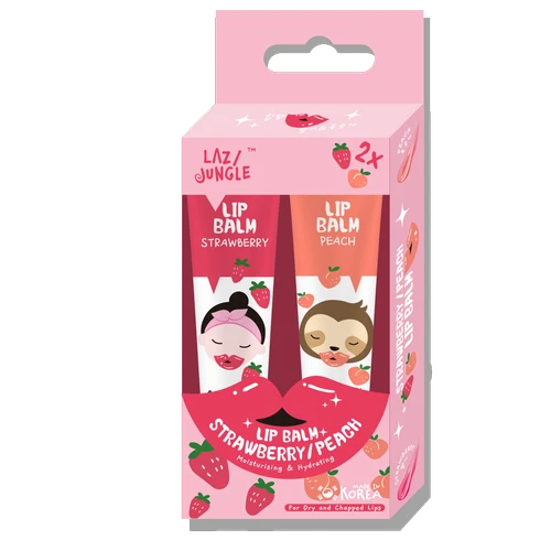 Lazy Jungle Strawberry x Peach Lip Balm Set
