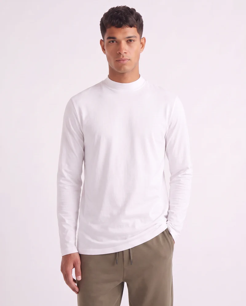 T-shirt lupetto maniche lunghe slim fit - Bianco