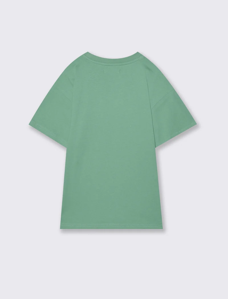 T-shirt mezza manica con ricamo casual - Verde mela