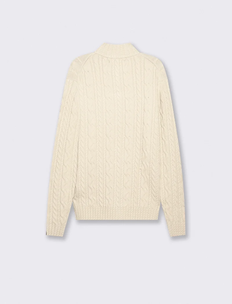 Maglia Cardigan Lupetto a Trecce Uomo - Grigio mel.