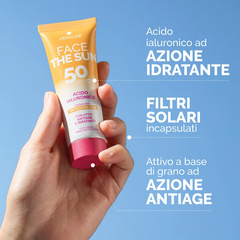 Veralab Face the Sun Acido Ialuronico Crema Viso SPF50
