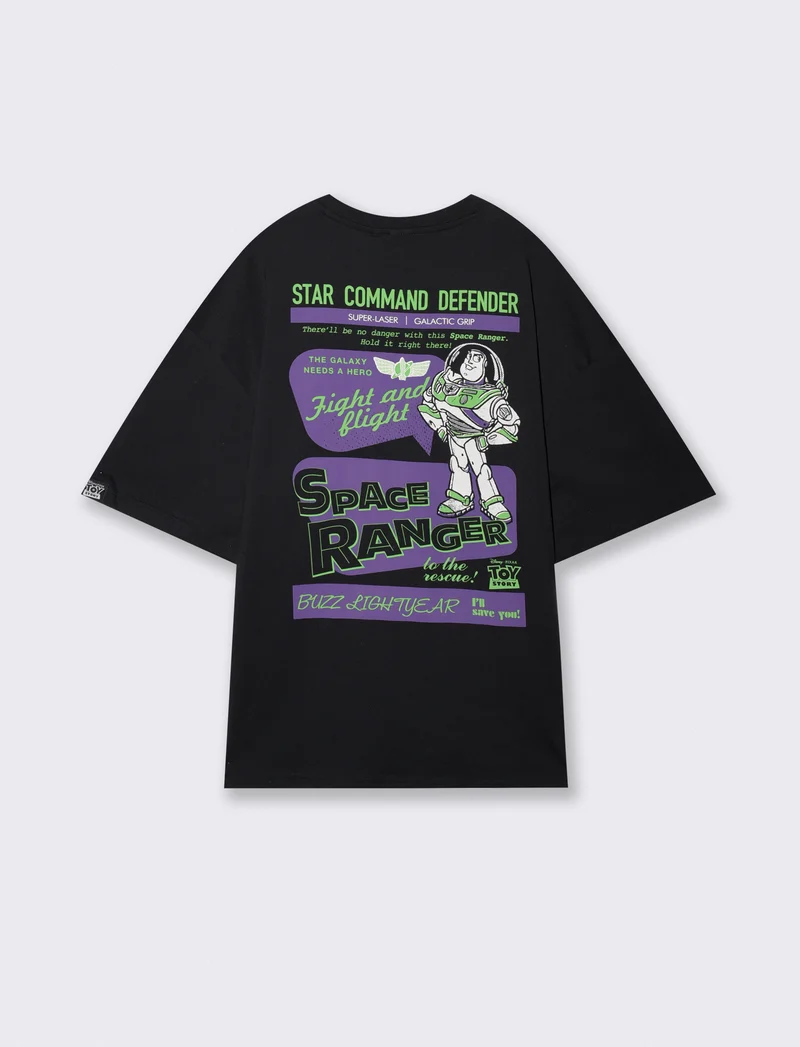 T-shirt Toy Story uomo in cotone boxy fit - Nero