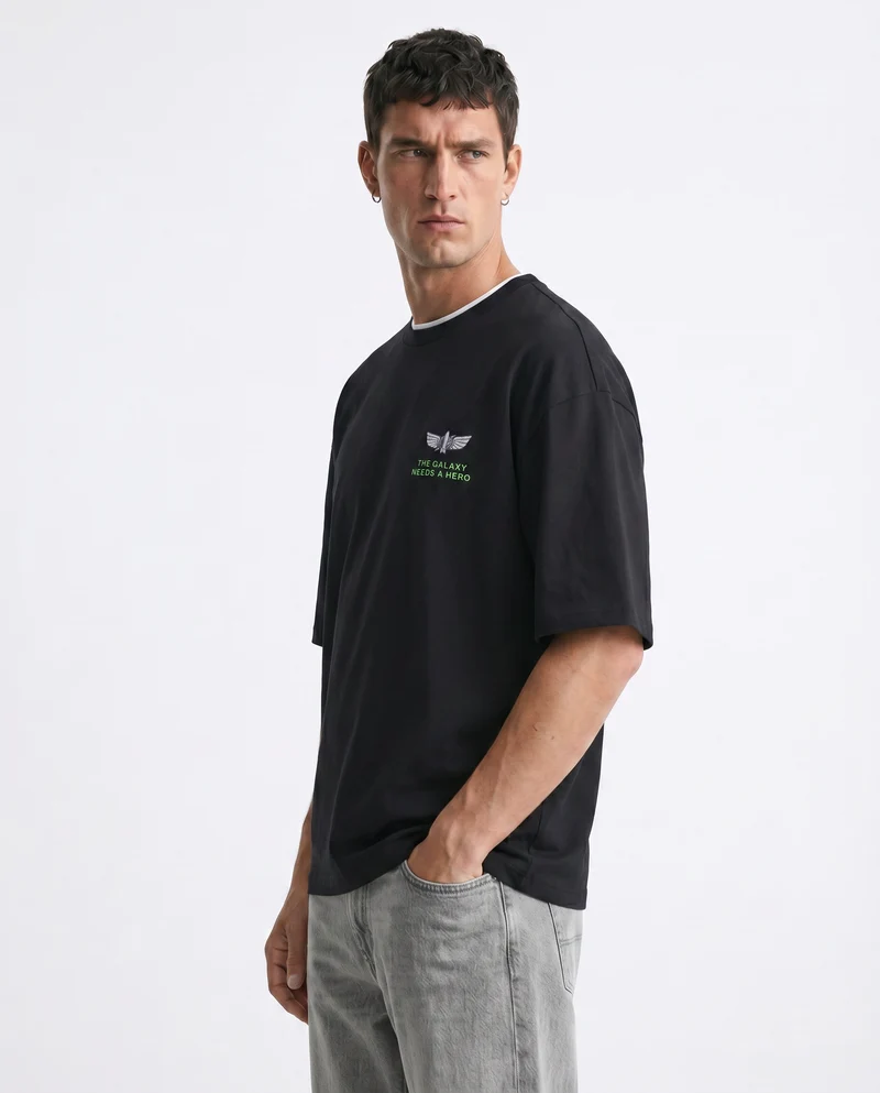 T-shirt Toy Story uomo in cotone boxy fit - Nero