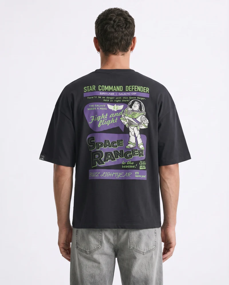 T-shirt Toy Story uomo in cotone boxy fit - Nero