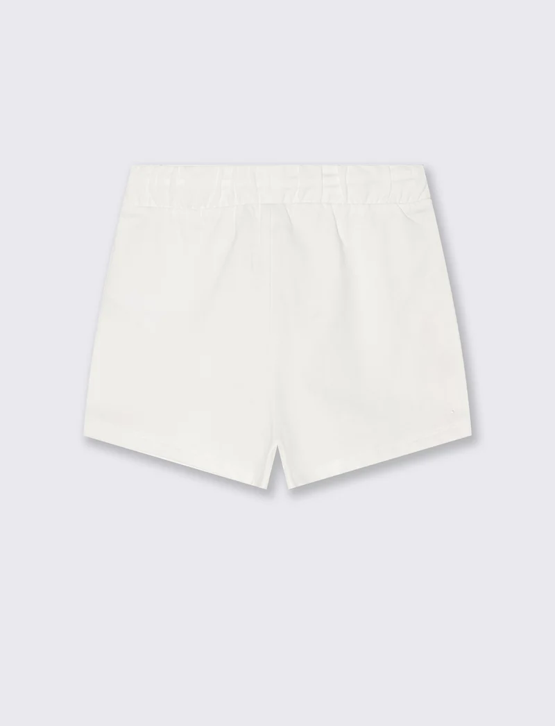 Pantaloncino con fasce in crochet e felpa - Bianco latte