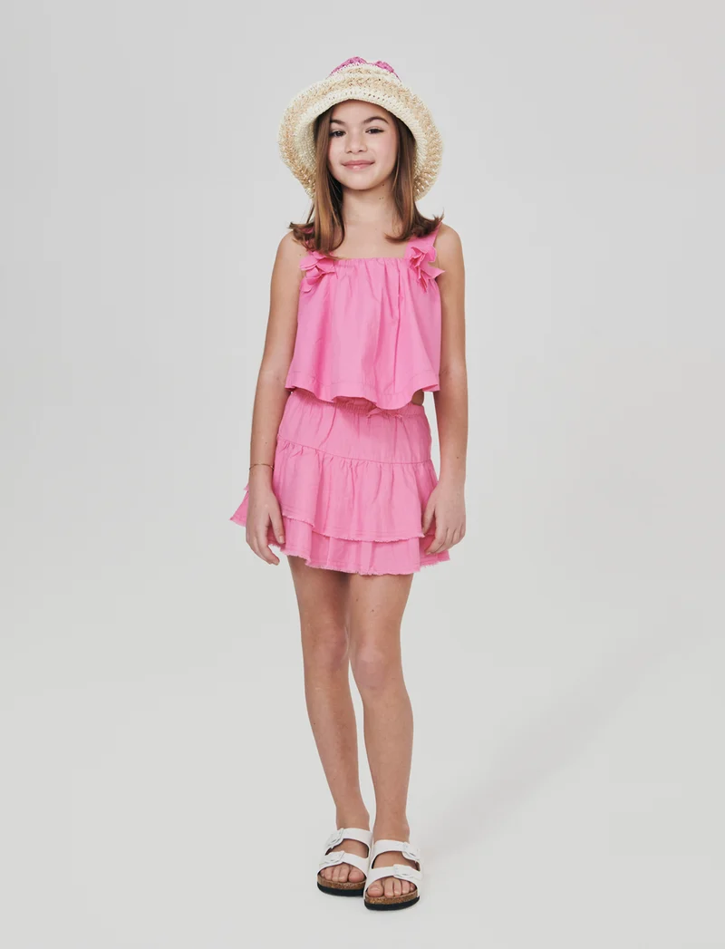 Gonna in misto lino con pantaloncino interno - Rosa big bubble