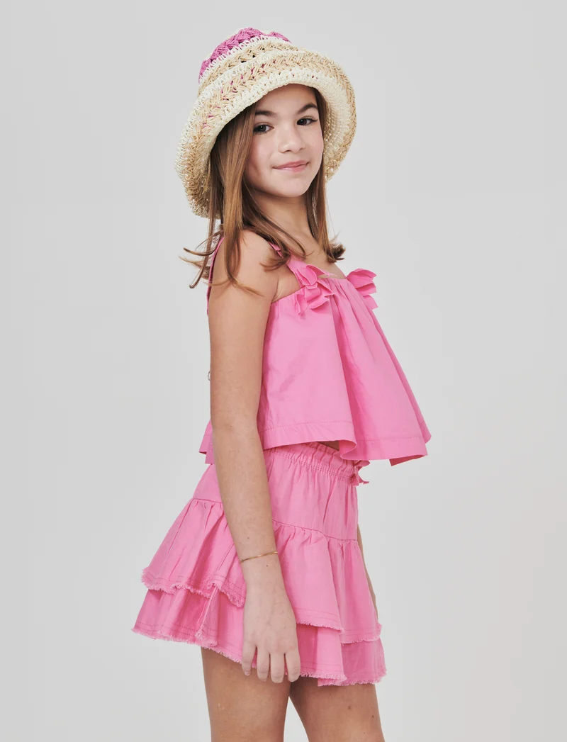 Gonna in misto lino con pantaloncino interno - Rosa big bubble