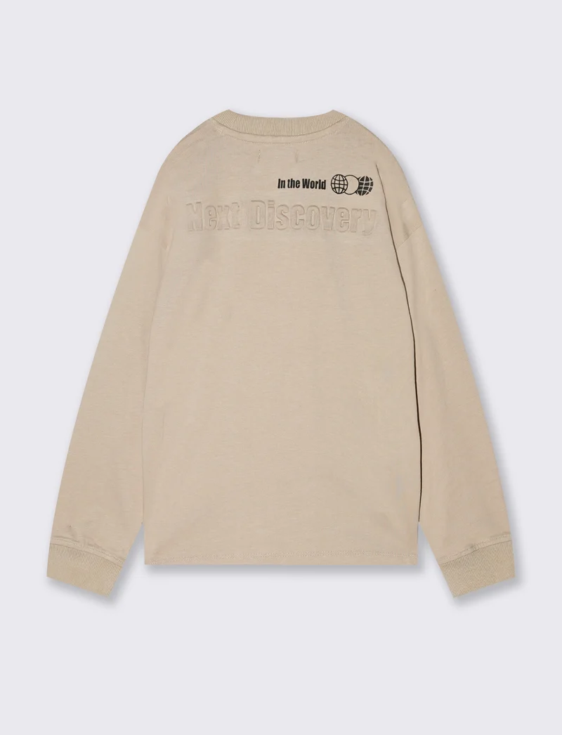 T-shirt in cotone con stampa in rilievo - Beige scuro