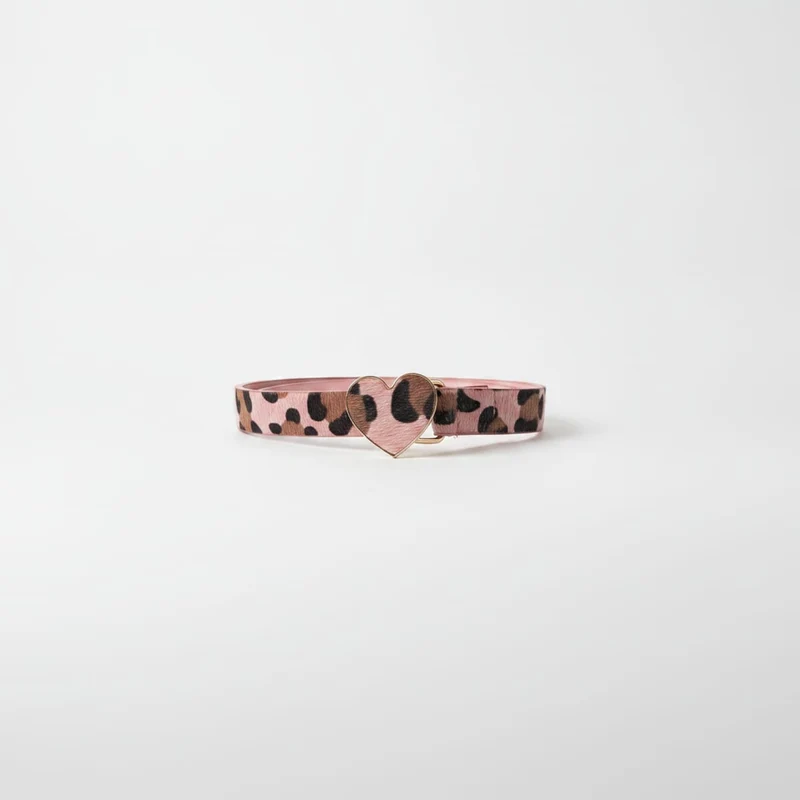 Cintura finto cavallino con fibbia cuore - Rosa