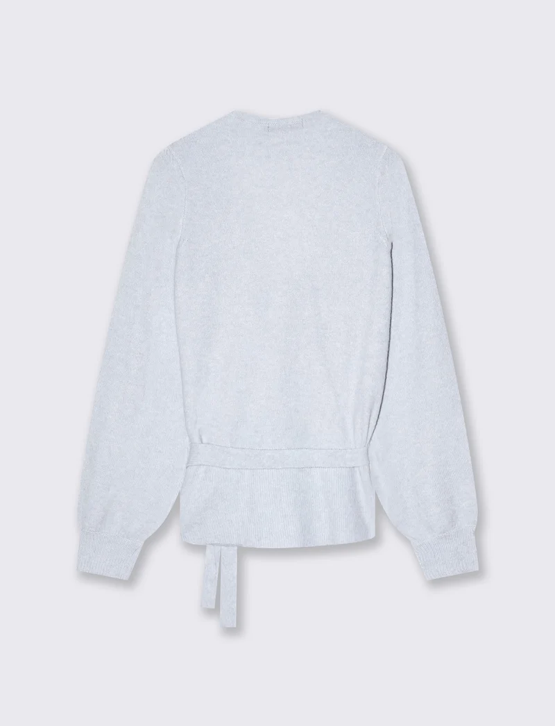 Cardigan aperto incrociato ballerina - Azzurro cielo