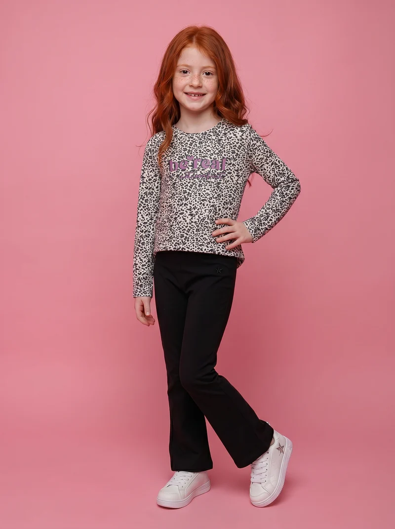 T-shirt manica lunga con stampa lucida - Fantasia