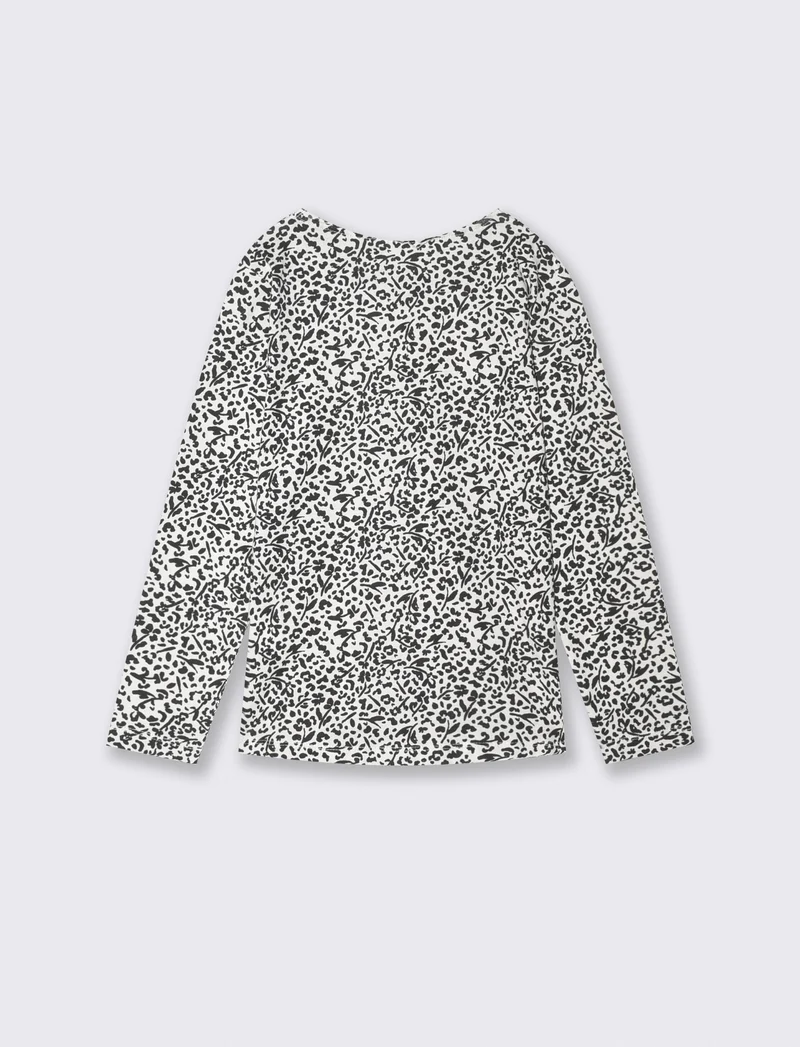 T-shirt manica lunga con stampa lucida - Fantasia