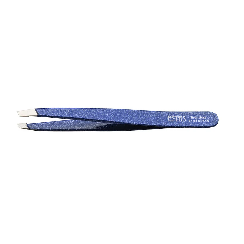 Pinzetta sopracciglia acciao inox taglio obliquo Metal Blu Estas