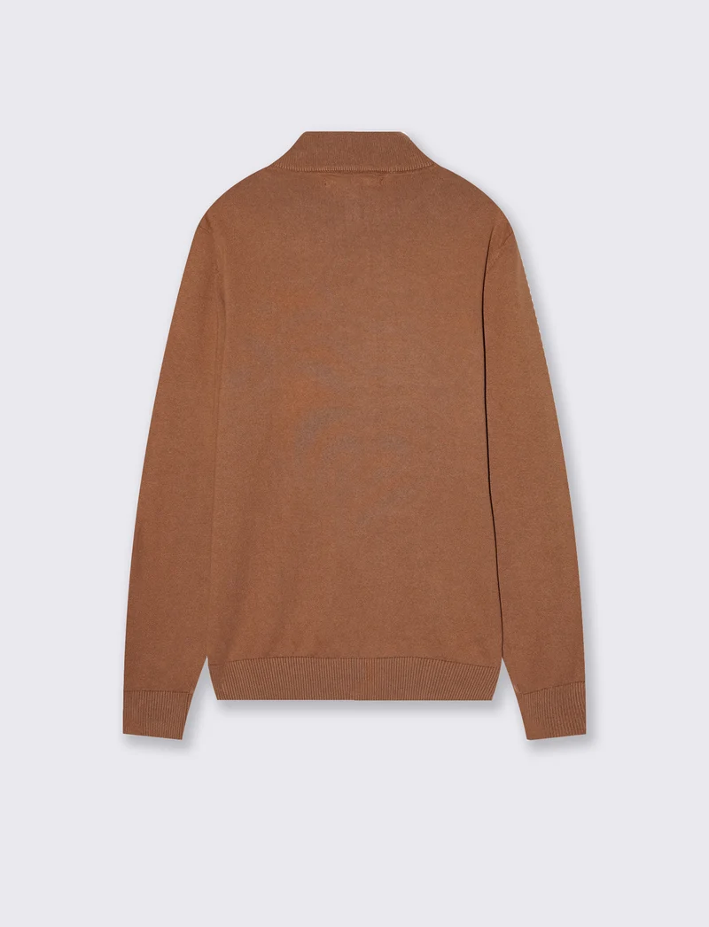 Maglia Cardigan Lupetto Jacquard Uomo - Caramello