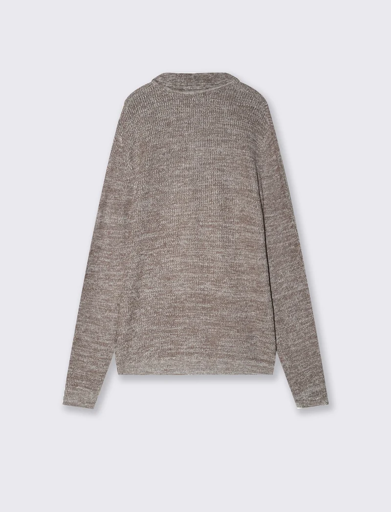 Maglia polo in misto viscosa effetto twist - Grigio fango
