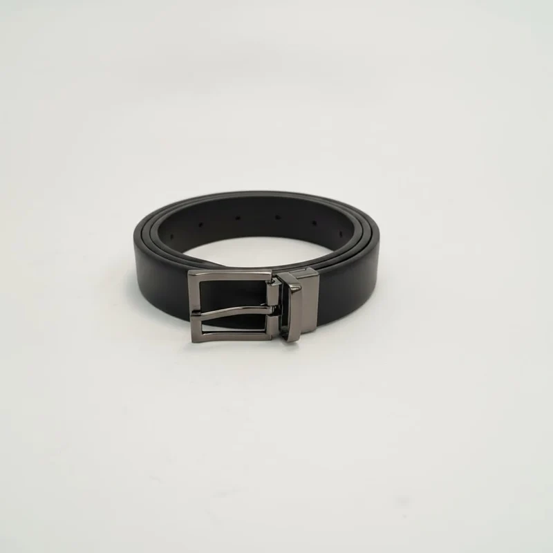 Cintura double face con fibbia satinata - Nero