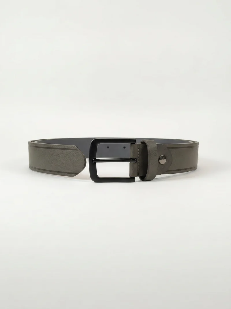 Cintura matte con fibbia satinata - Grigio fango