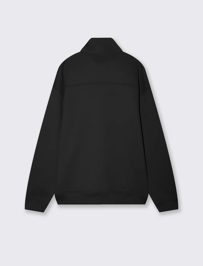 Felpa lupetto zip soft touch relaxed fit - Nero