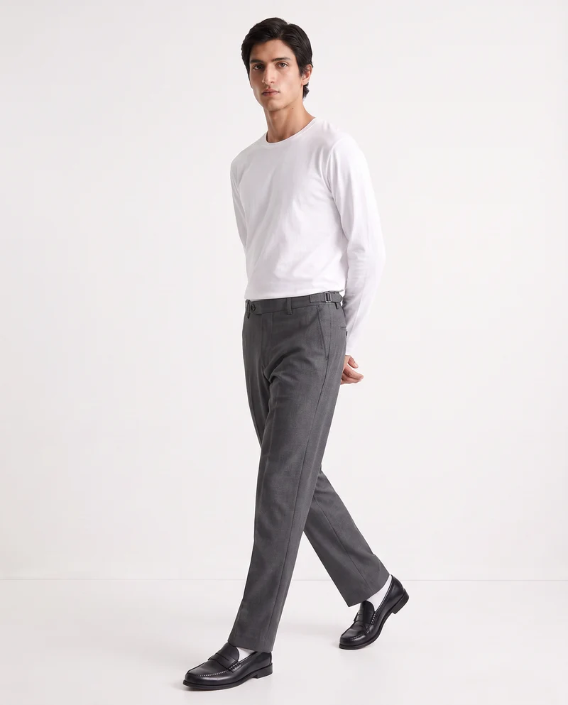 Pantaloni Chino Formali con Fibbia Laterale - Antracite melange