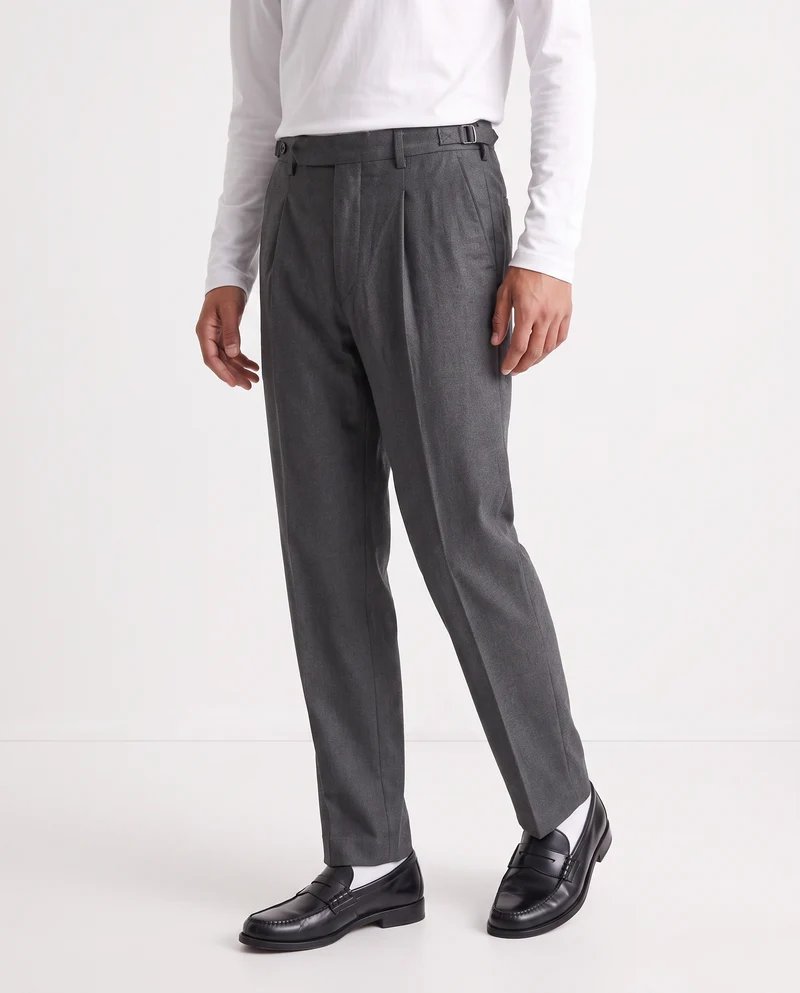Pantaloni Chino Formali con Fibbia Laterale - Antracite melange