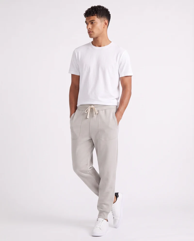 Pantaloni Baggy Fit in Felpa Misto Cotone - Grigio ghiaccio