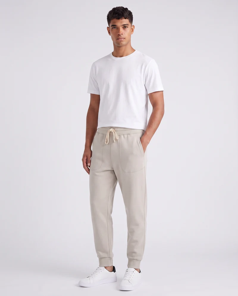 Pantaloni Baggy Fit in Felpa Misto Cotone - Grigio ghiaccio