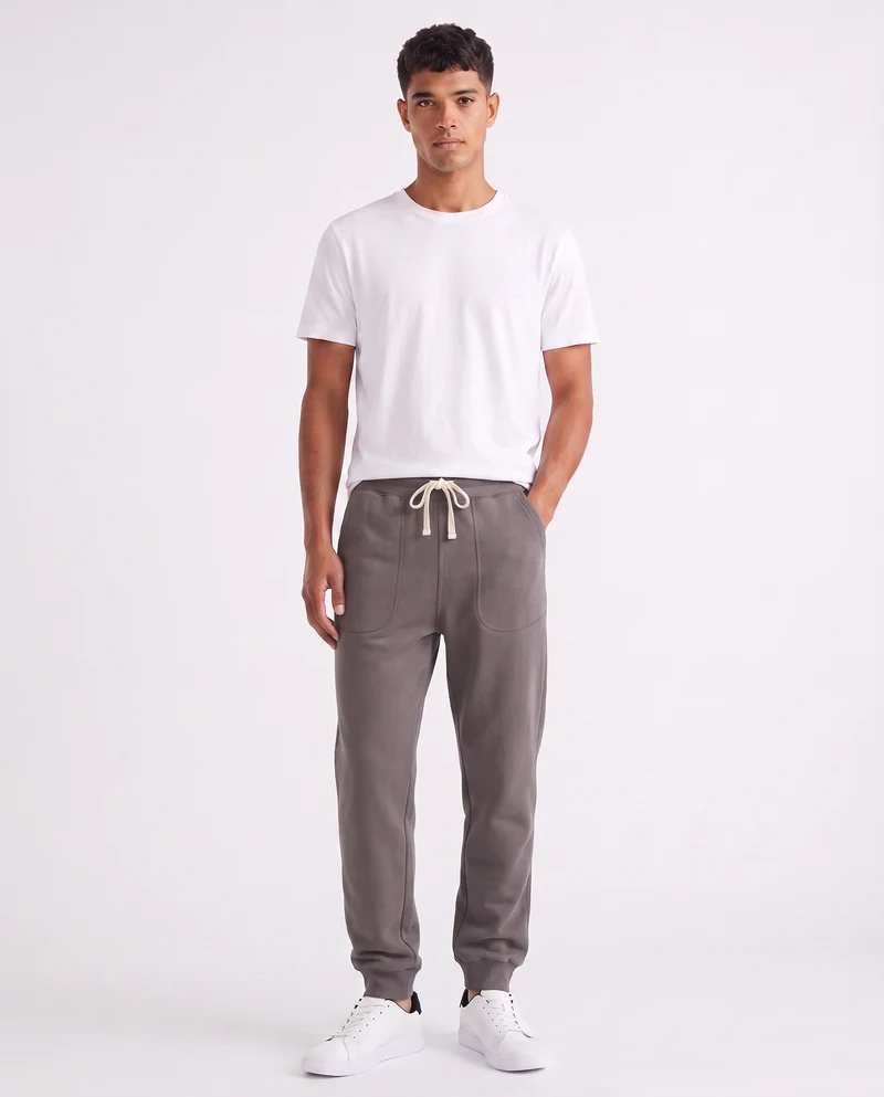 Pantaloni Baggy Fit in Felpa Misto Cotone - Grigio