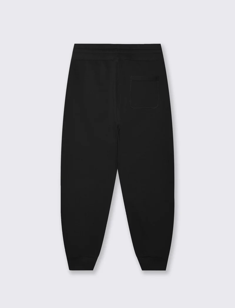 Pantaloni Baggy Fit in Felpa Misto Cotone - Nero