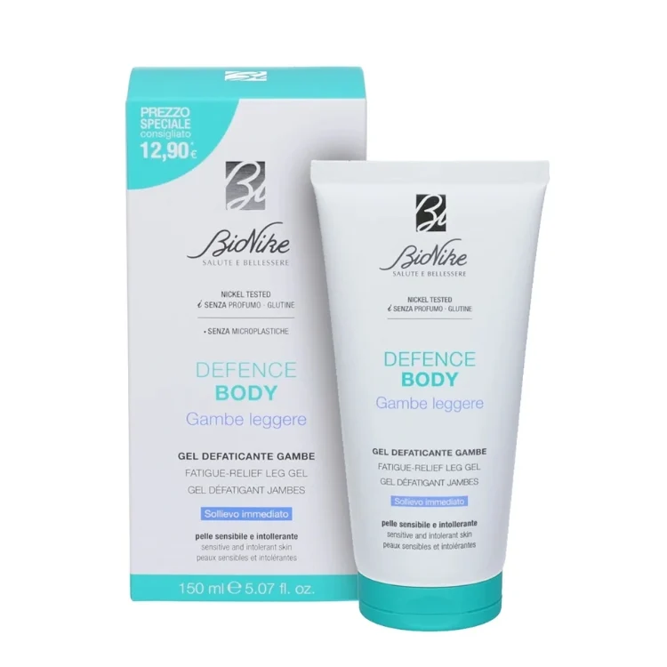 BioNike - Defence Body - Gambe Leggere - Gel Defaticante Gambe - Fatigue-Relief Leg Gel - Sollievo Immediato - Pelle Sensibile & Intollerante